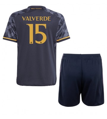Real Madrid Federico Valverde #15 Replica Away Stadium Kit for Kids 2023-24 Short Sleeve (+ pants)